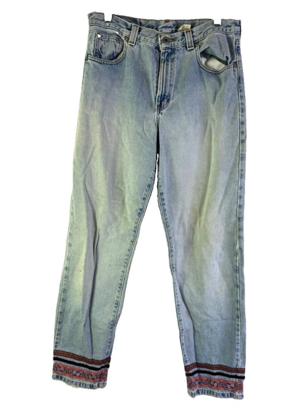 Vintage 90s Jeans High Rise Straight Embroidered Streetwear BAby